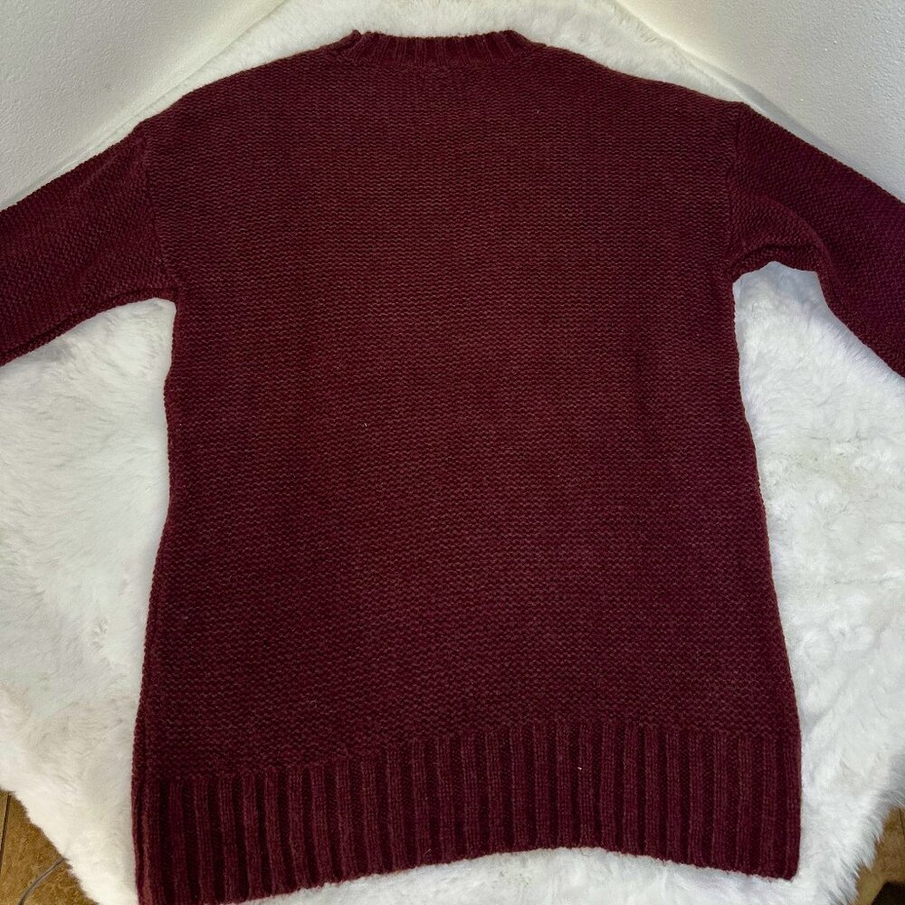 Aerie Women’s Burgundy Cable-Knit Sweater - Picture 6 of 9
